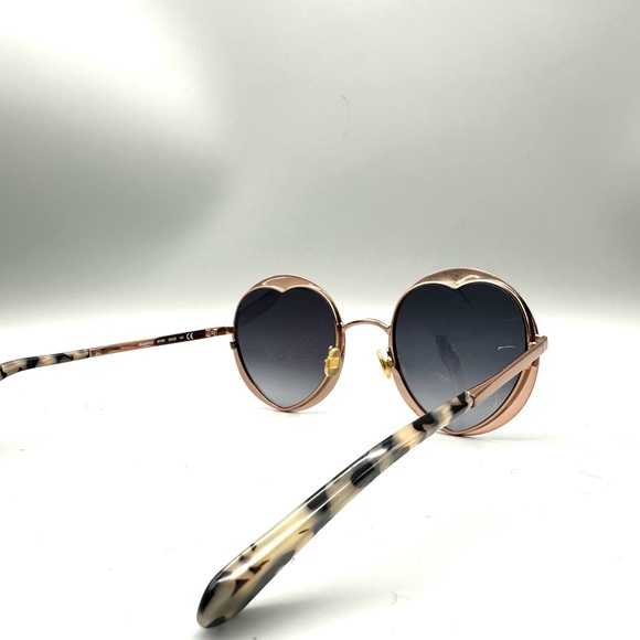 Kate Spade Rosaria/S Heart Round Sunglasses Black Rose Gold Grey Gradient 8079O main image 4